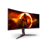 AOC G2 CU34G2XP VA Monitor Gaming Curvo, 86,4 cm (34"), 3440 x 1440 pixels UltraWide Quad HD, 180Hz, USB-C, DisplayPort, HDMI, Ajuste de Altura, Giratório, Preto - CU34G2XP/BK - 4038986111331