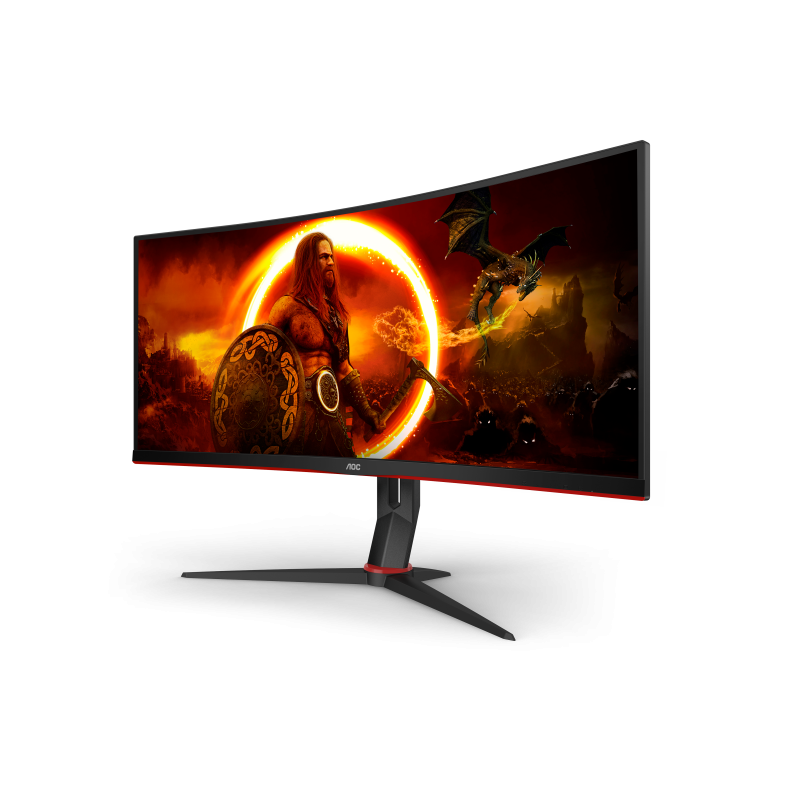 AOC G2 CU34G2XP VA Monitor Gaming Curvo, 86,4 cm (34"), 3440 x 1440 pixels UltraWide Quad HD, 180Hz, USB-C, DisplayPort, HDMI, Ajuste de Altura, Giratório, Preto - CU34G2XP/BK - 4038986111331