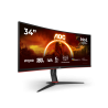 AOC G2 CU34G2XP VA Monitor Gaming Curvo, 86,4 cm (34"), 3440 x 1440 pixels UltraWide Quad HD, 180Hz, USB-C, DisplayPort, HDMI, Ajuste de Altura, Giratório, Preto - CU34G2XP/BK - 4038986111331