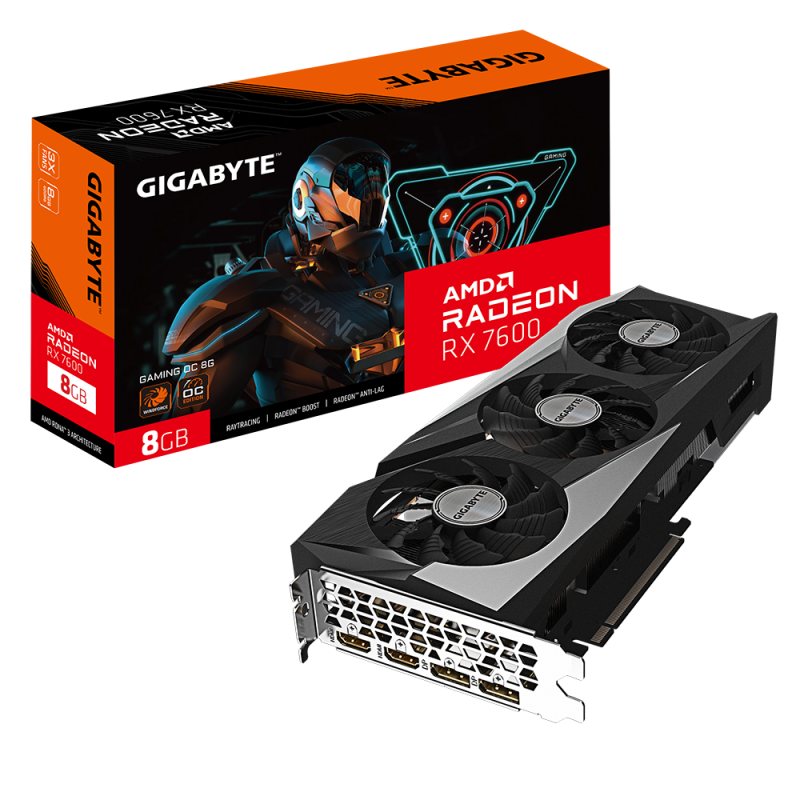 Gigabyte Radeon RX 7600 Gaming OC Placa Gráfica 8GB GDDR6 128-bit PCIe 4.0 - 9VR76GO-00-G10 - 4719331313425