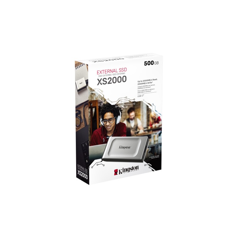 Kingston Technology SXS2000 500GB Disco Externo SSD 500 GB USB 3.2 3D TLC Preto, Prateado - SXS2000/500G - 0740617321357