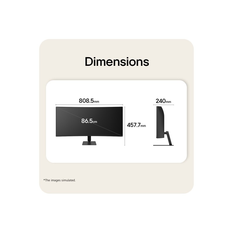 LG 34U601B-B Monitor Profissional UltraWide Curvo, 86,4 cm (34"), 3440 x 1440 pixels Dual WQHD, 120Hz, HDMI, DisplayPort, Ajuste de Altura, Preto - 34U601B-B.AEUQ - 8806096719312
