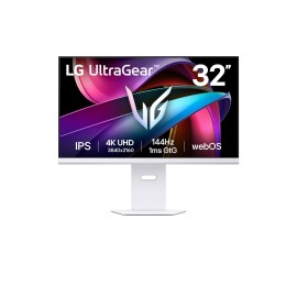 LG 32G810SA-W IPS Monitor Gaming UltraGear Plano, 81,3 cm (32"), 3840 x 2160 pixels 4K Ultra HD, Smart TV, 144Hz, USB-C, DisplayPort, HDMI, Ajuste de Altura, Pivot, Altifalantes Integrados, Preto - 32G810SA-W - 8806096349304