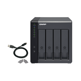 QNAP TR-004 DAS Compartimento HDD/SSD 4 Baías HDD/SSD 2.5"/3.5" SATA II SATA III 3 Gbit/s USB Type-C Preto - 4713213514429