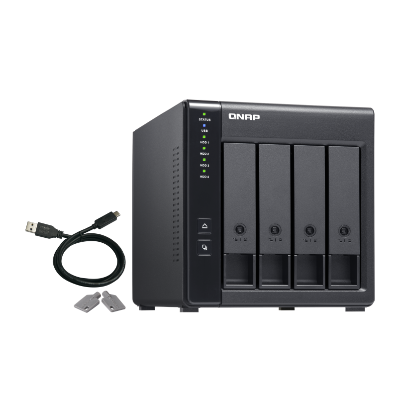 QNAP TR-004 DAS Compartimento HDD/SSD 4 Baías HDD/SSD 2.5"/3.5" SATA II SATA III 3 Gbit/s USB Type-C Preto - 4713213514429