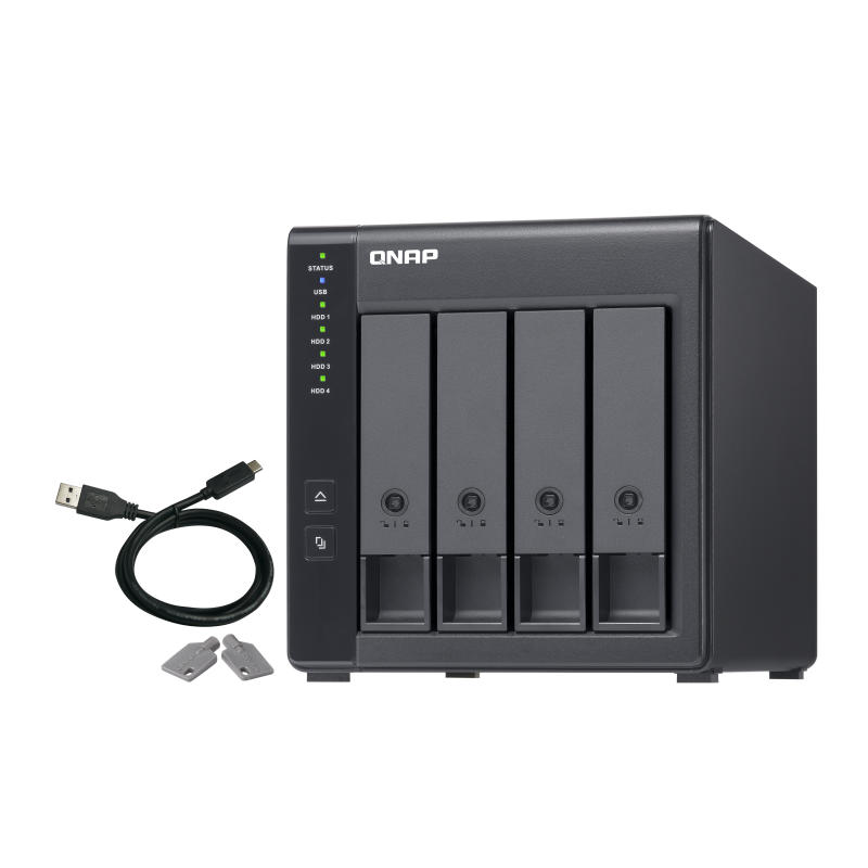 QNAP TR-004 DAS Compartimento HDD/SSD 4 Baías HDD/SSD 2.5"/3.5" SATA II SATA III 3 Gbit/s USB Type-C Preto - 4713213514429