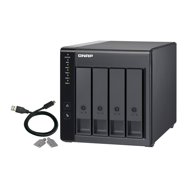 QNAP TR-004 DAS Compartimento HDD/SSD 4 Baías HDD/SSD 2.5"/3.5" SATA II SATA III 3 Gbit/s USB Type-C Preto - 4713213514429