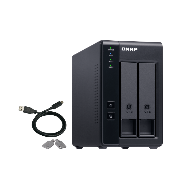 QNAP TR-002 DAS Compartimento HDD/SSD 2 Baías HDD/SSD 2.5"/3.5" SATA II SATA III 6 Gbit/s USB Type-C RAID Preto - 4713213515310