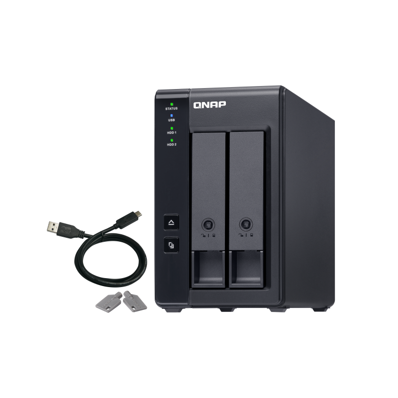 QNAP TR-002 DAS Compartimento HDD/SSD 2 Baías HDD/SSD 2.5"/3.5" SATA II SATA III 6 Gbit/s USB Type-C RAID Preto - 4713213515310