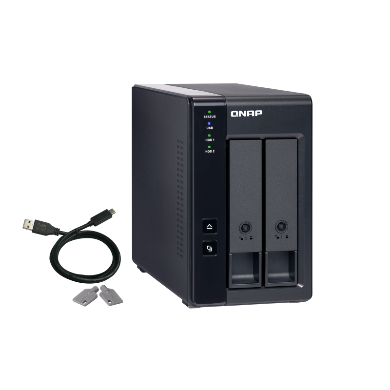 QNAP TR-002 DAS Compartimento HDD/SSD 2 Baías HDD/SSD 2.5"/3.5" SATA II SATA III 6 Gbit/s USB Type-C RAID Preto - 4713213515310