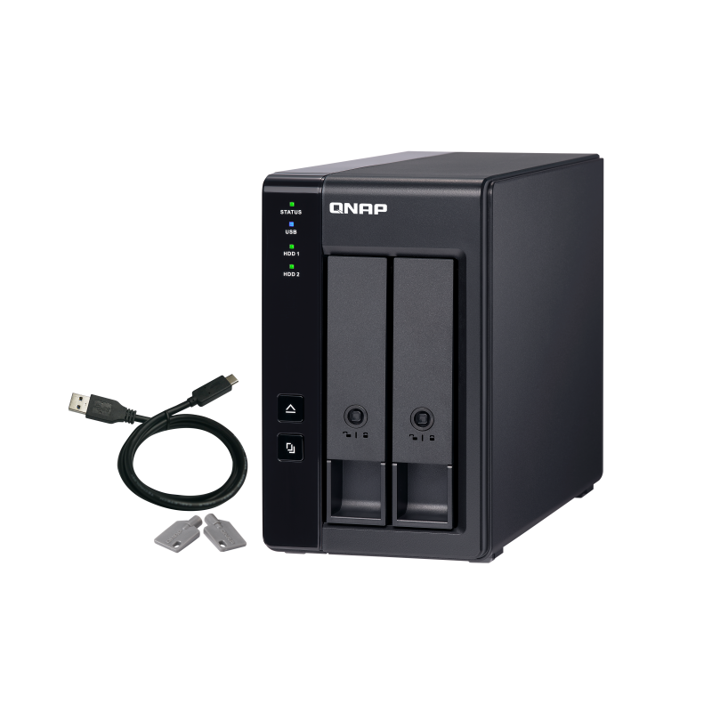 QNAP TR-002 DAS Compartimento HDD/SSD 2 Baías HDD/SSD 2.5"/3.5" SATA II SATA III 6 Gbit/s USB Type-C RAID Preto - 4713213515310