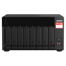 QNAP TS-873A NAS Tower AMD Ryzen Embedded V1500B 8 GB DDR4 8 Baías HDD/SSD 2.5"/3.5"/M.2 Serial ATA III RAID Preto - 4713213518823