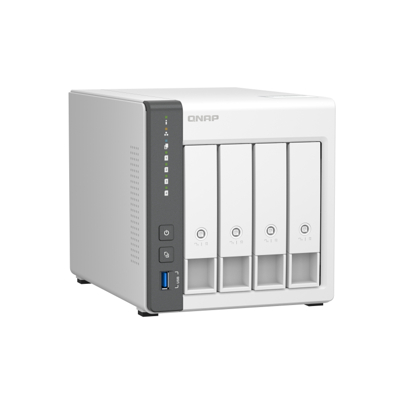 QNAP TS-433-4G NAS Tower ARM Cortex-A55 4 GB 4 Baías HDD/SSD 2.5"/3.5" 2.5GbE RAID Branco - 4711103080993