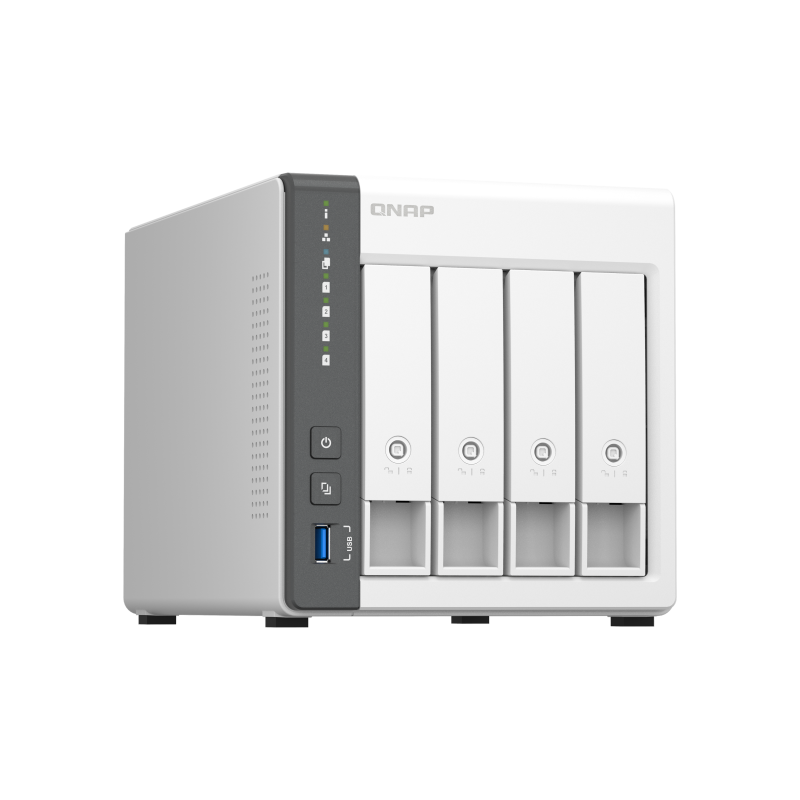 QNAP TS-433-4G NAS Tower ARM Cortex-A55 4 GB 4 Baías HDD/SSD 2.5"/3.5" 2.5GbE RAID Branco - 4711103080993