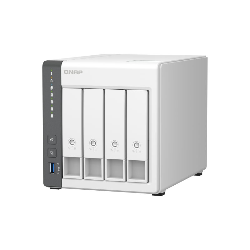 QNAP TS-433-4G NAS Tower ARM Cortex-A55 4 GB 4 Baías HDD/SSD 2.5"/3.5" 2.5GbE RAID Branco - 4711103080993