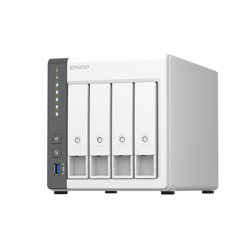 QNAP TS-433-4G NAS Tower ARM Cortex-A55 4 GB 4 Baías HDD/SSD 2.5"/3.5" 2.5GbE RAID Branco - 4711103080993