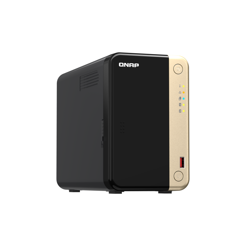 QNAP TS-264-8G NAS Tower Intel Celeron N5095 8 GB DDR4 2 Baías HDD/SSD 2.5"/3.5" 2.5GbE RAID Preto - 4711103082331