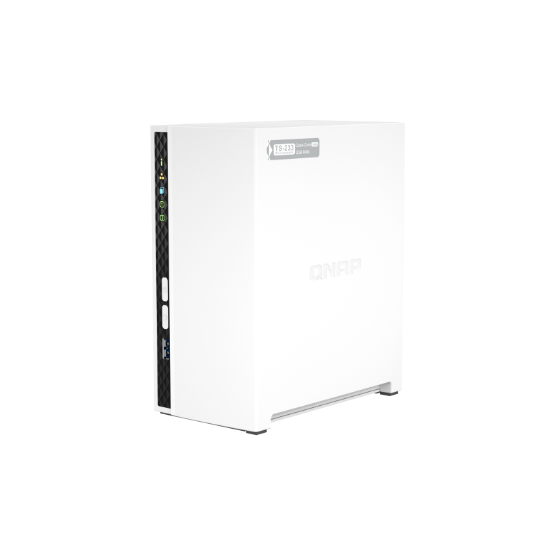QNAP TS-233 NAS Tower Cortex-A55 2 GB DDR4 2 Baías HDD/SSD 2.5"/3.5" SATA II SATA III 1GbE RAID Branco - 4711103080597