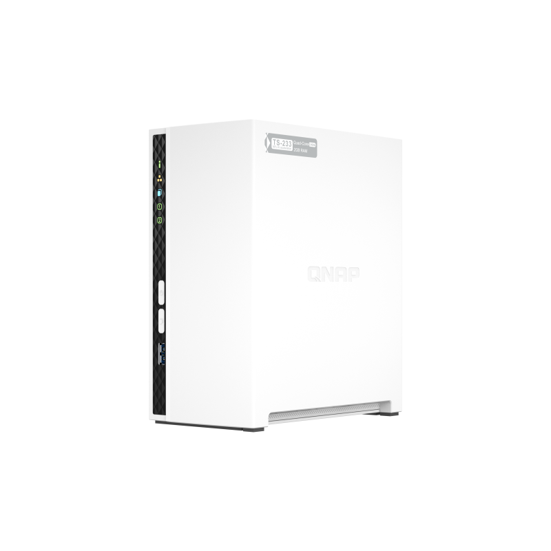 QNAP TS-233 NAS Tower Cortex-A55 2 GB DDR4 2 Baías HDD/SSD 2.5"/3.5" SATA II SATA III 1GbE RAID Branco - 4711103080597