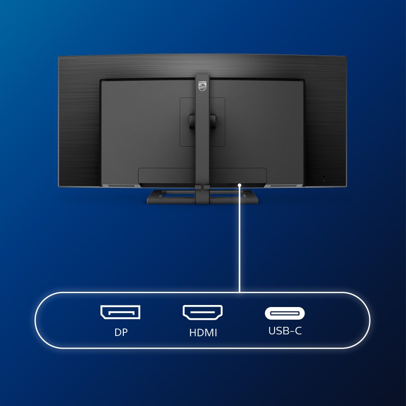 Philips E Line 346E2CUAE LCD Monitor Profissional Curvo, 86,4 cm (34"), 3440 x 1440 pixels Wide Quad HD+, 100Hz, USB-C, DisplayPort, HDMI, Ajuste de Altura, Altifalantes Integrados, Preto - 346E2CUAE/00 - 8712581770662