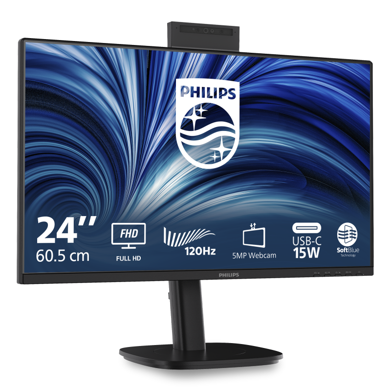 Philips 3000 series 24B2N3200JH LCD Monitor Profissional Plano, 60,5 cm (23,8"), 1920 x 1080 pixels Full HD, 120Hz, HDMI, DisplayPort, Ajuste de Altura, Pivot, Altifalantes Integrados, Preto - 24B2N3200JH/00 - 8721038006438