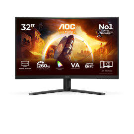 AOC G4 C32G42ZE LED Monitor Gaming Curvo, 80 cm (31.5"), 1920 x 1080 pixels Full HD, 240Hz, HDMI, DisplayPort, Ajuste de Inclinação, Preto Vermelho - C32G42ZE - 4038986183093
