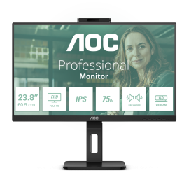 AOC 24P3QW IPS Monitor Profissional Plano, 60,5 cm (23.8"), 1920 x 1080 pixels Full HD, 100Hz, USB-C, DisplayPort, HDMI, Táctil, Ajuste de Altura, Pivot, Altifalantes Integrados, Preto - 4038986140775