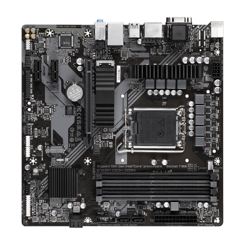Gigabyte B760M DS3H DDR4 Motherboard Intel B760 Socket LGA 1700 DDR4 micro ATX PCIe 4.0 M.2 - 9MB76MS34-00-10 - 4719331850876