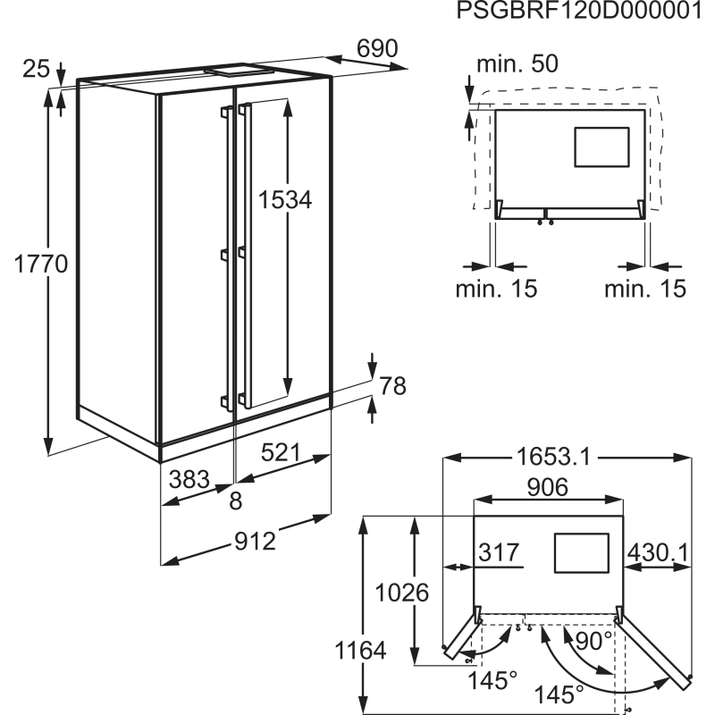 AEG TX6MR531EE Frigorífico Americano Side by Side Independente, 532 L, TwinTech No Frost, MultiFlow, Preto - 7333394144047