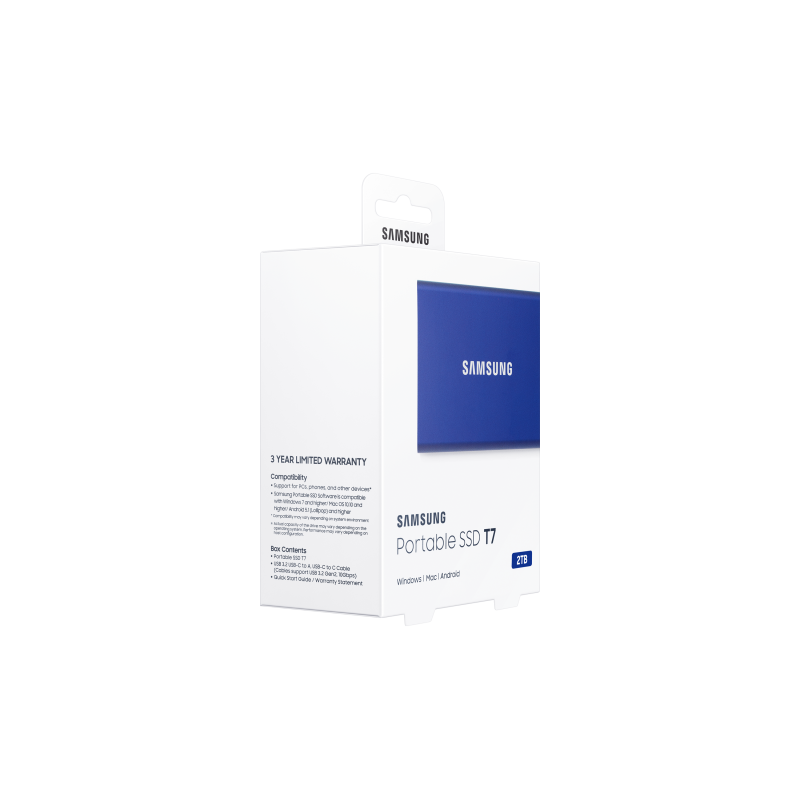 Samsung Portable T7 2TB Disco Externo SSD 2 TB USB 3.2 Azul - MU-PC2T0H/WW - 8806090312403