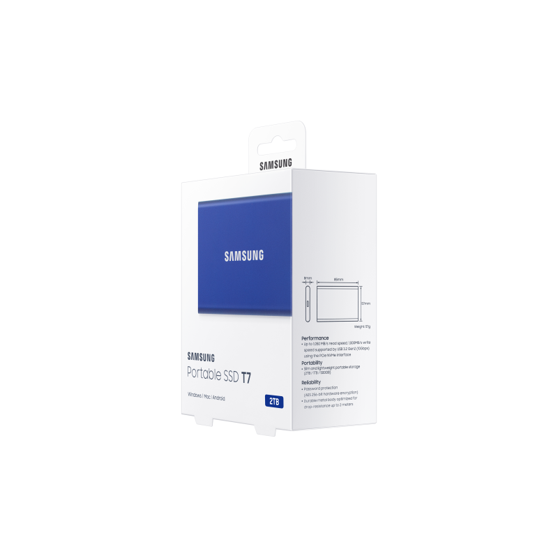 Samsung Portable T7 2TB Disco Externo SSD 2 TB USB 3.2 Azul - MU-PC2T0H/WW - 8806090312403