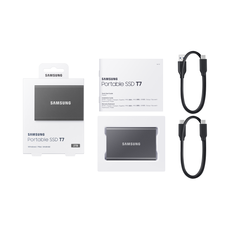 Samsung Portable T7 2TB Disco Externo SSD 2 TB USB 3.2 Cinzento - MU-PC2T0T/WW - 8806090312380