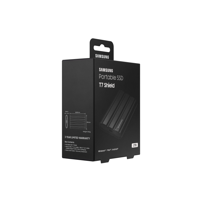Samsung Portable T7 Shield 2TB Disco Externo SSD 2 TB USB 3.2 Preto - MU-PE2T0S/EU - 8806092968431