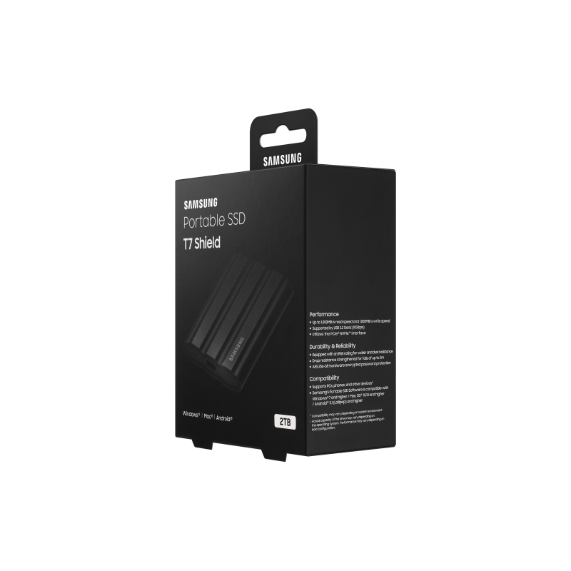 Samsung Portable T7 Shield 2TB Disco Externo SSD 2 TB USB 3.2 Preto - MU-PE2T0S/EU - 8806092968431