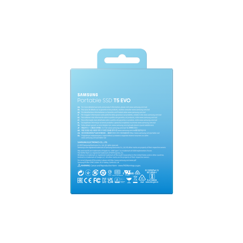 Samsung Portable T5 EVO 4TB Disco Externo SSD 4 TB USB 3.2 Preto - MU-PH4T0S/EU - 8806094905410