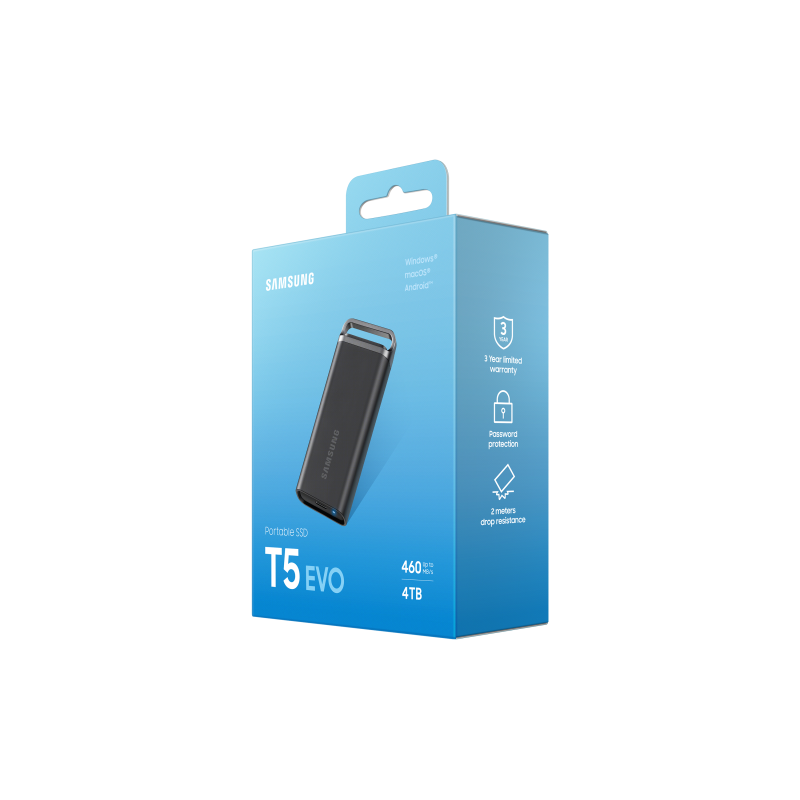 Samsung Portable T5 EVO 4TB Disco Externo SSD 4 TB USB 3.2 Preto - MU-PH4T0S/EU - 8806094905410