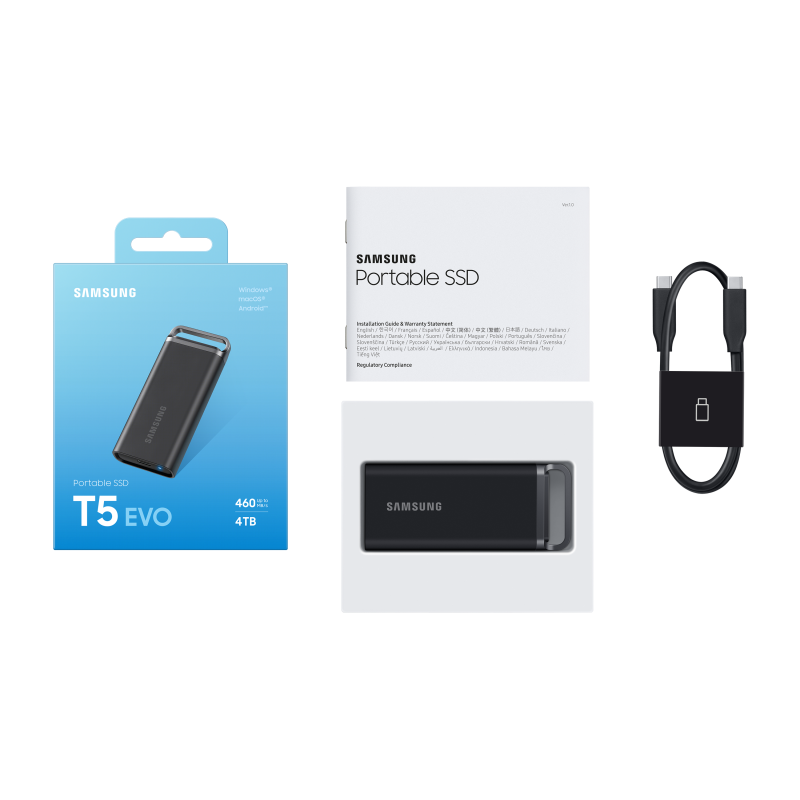 Samsung Portable T5 EVO 4TB Disco Externo SSD 4 TB USB 3.2 Preto - MU-PH4T0S/EU - 8806094905410