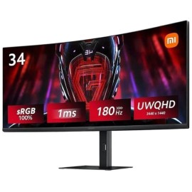 Xiaomi G34WQi VA Monitor Gaming Curvo, 86,4 cm (34"), 3440 x 1440 pixels WQHD, 180Hz, DisplayPort, HDMI, Ajuste de Altura, RGB, Preto - ELA5454EU - 6941948702097