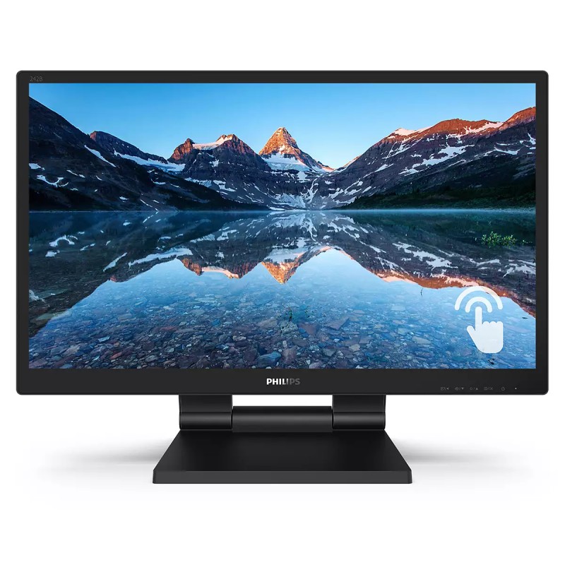 Philips 242B9T LCD Monitor Profissional Touch Screen SmoothTouch Plano, 60,5 cm (23.8"), 1920 x 1080 pixels Full HD, 60Hz, HDMI, DisplayPort, Ajuste de Altura, Altifalantes Integrados, Tátil, Preto - 242B9T/00 - 8712581756802