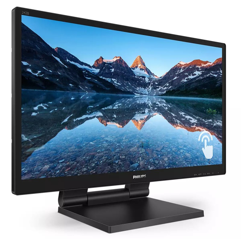 Philips 242B9T LCD Monitor Profissional Touch Screen SmoothTouch Plano, 60,5 cm (23.8"), 1920 x 1080 pixels Full HD, 60Hz, HDMI, DisplayPort, Ajuste de Altura, Altifalantes Integrados, Tátil, Preto - 242B9T/00 - 8712581756802