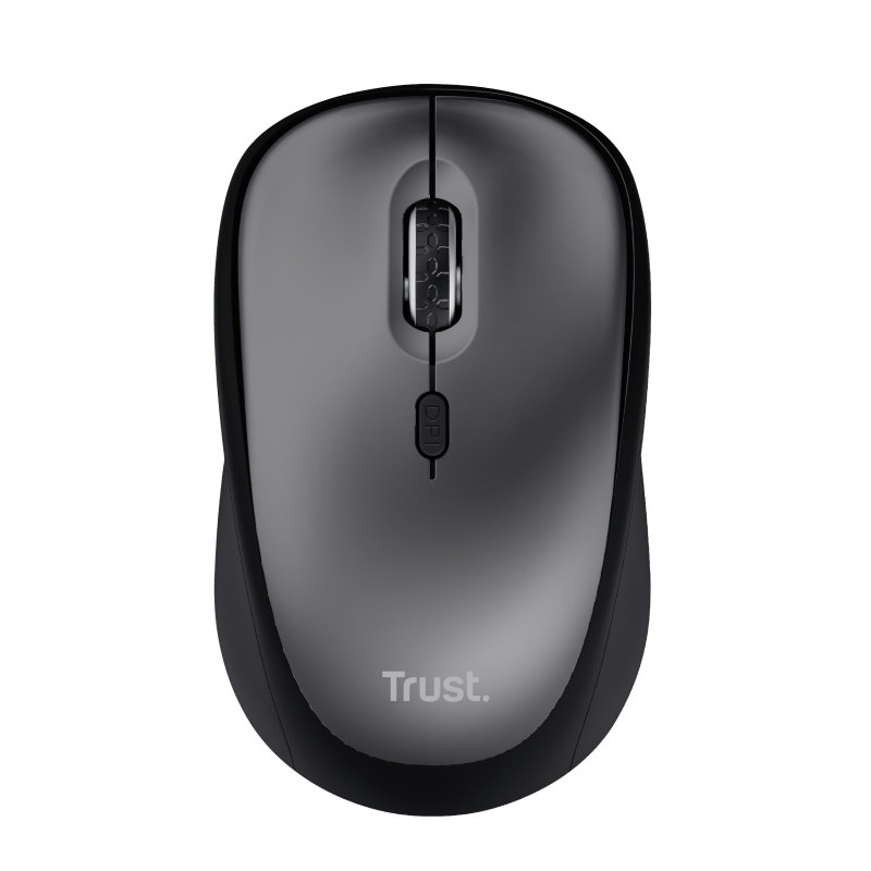 Trust Yvi+ Rato Sem Fios RF Wireless 1600 DPI Ótico 4 Botões Preto, Cinzento - 24549 - 8713439245493