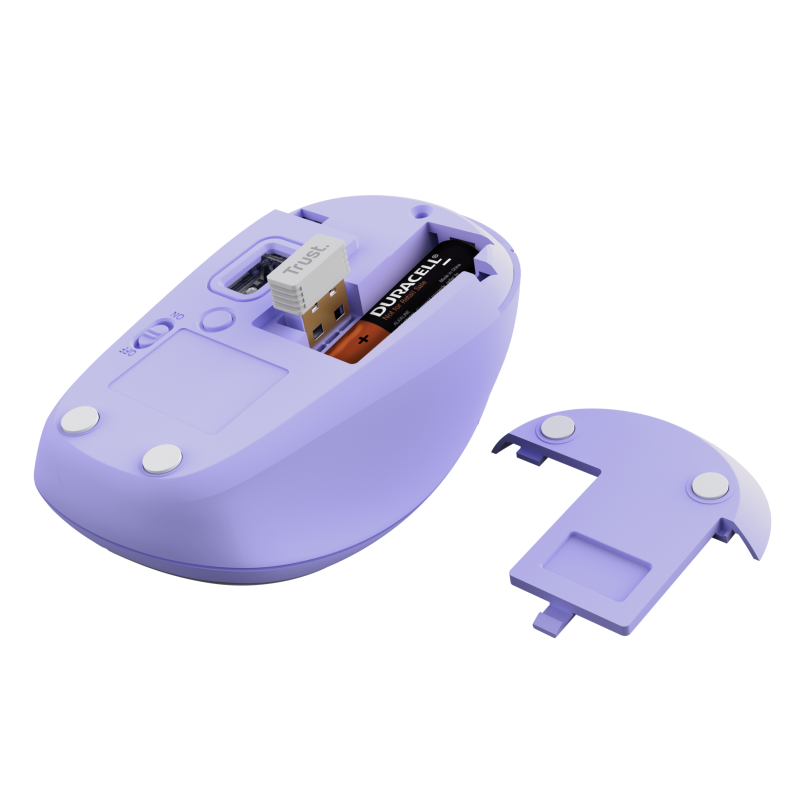 Trust Yvi+ Rato Sem Fios RF/Bluetooth Universal Ambidestro 1600 DPI Ótico 3 Botões Violeta - 25583 - 8713439255836