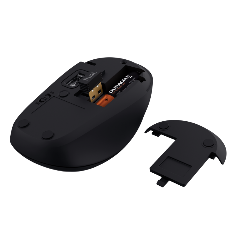 Trust Yvi+ Rato Sem Fios RF/Bluetooth Universal Ambidestro 1600 DPI Ótico 3 Botões Preto - 25440 - 8713439254402