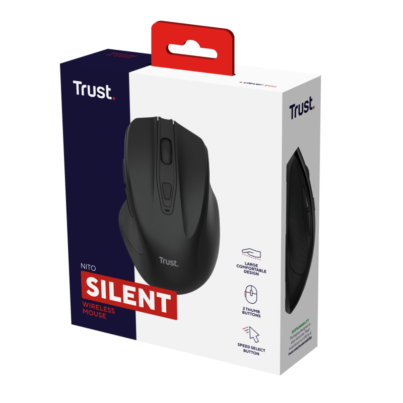Trust Nito Rato Sem Fios RF Wireless Universal 2200 DPI Ótico 5 Botões Preto - 25549 - 8713439255492