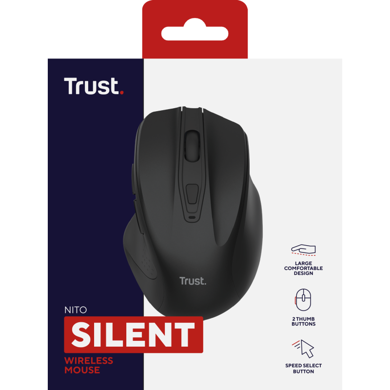Trust Nito Rato Sem Fios RF Wireless Universal 2200 DPI Ótico 5 Botões Preto - 25549 - 8713439255492