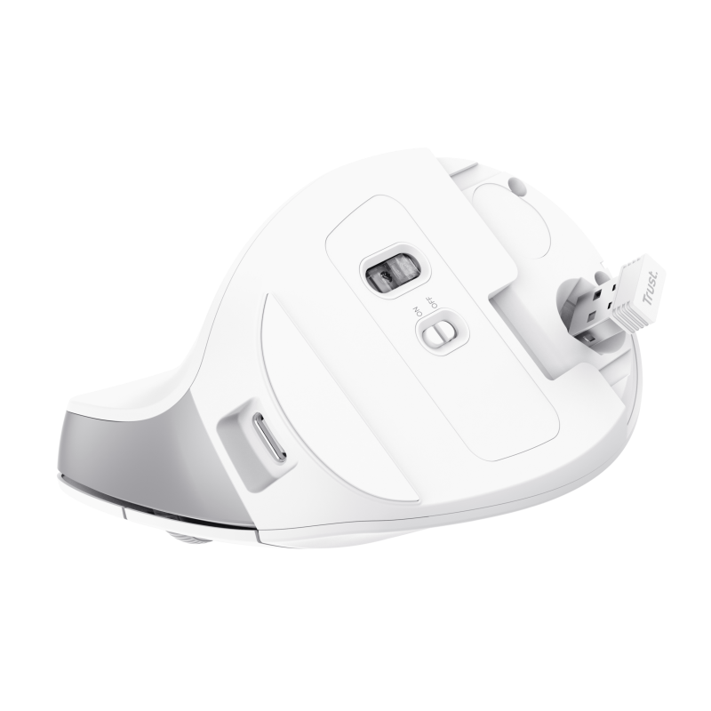 Trust Bayo II Rato Sem Fios RF Wireless Vertical 2400 DPI Ótico 6 Botões Branco - 25398 - 8713439253986