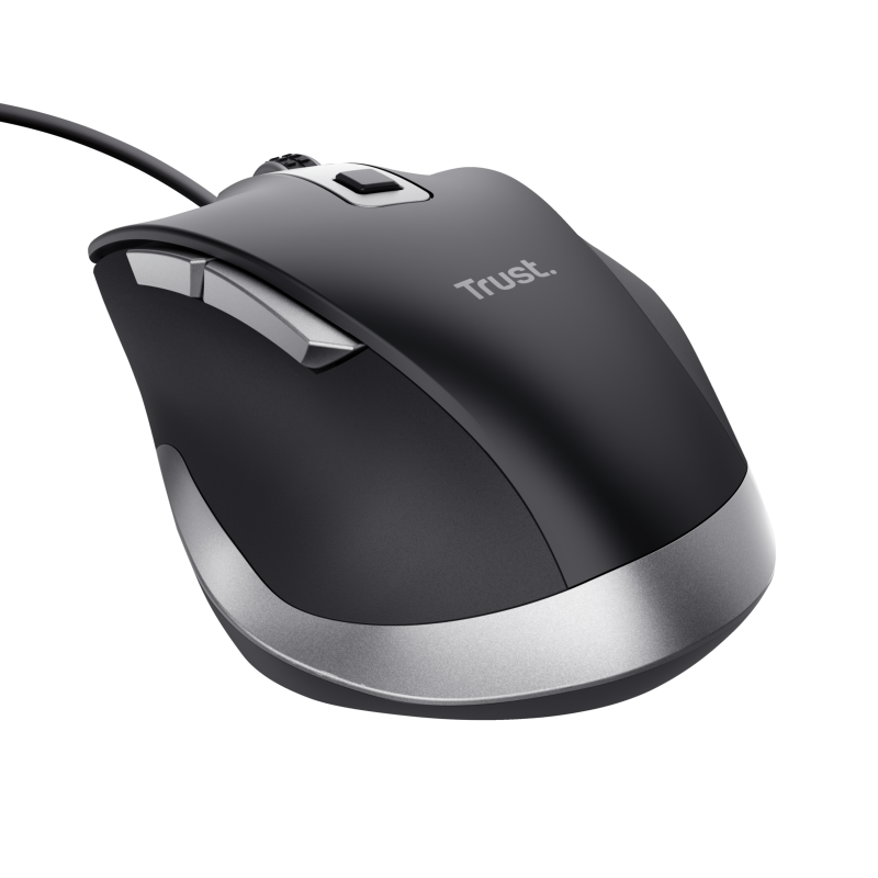 Trust Fyda Rato Com Fios USB Ergonómico 5000 DPI Ótico 6 Botões Preto - 24728 - 8713439247282