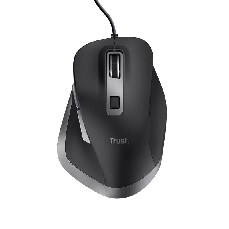 Trust Fyda Rato Com Fios USB Ergonómico 5000 DPI Ótico 6 Botões Preto - 24728 - 8713439247282