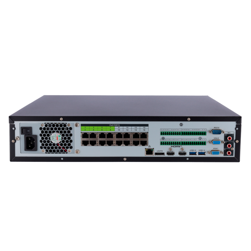 X-Security XS-NVR6864A-16P-WIZ Gravador NVR, 64 CH, 64 IP, 16 PoE, 32 MP, 384 Mbps, 8 HDD até 128 TB, HDMI 4K e VGA, IA, WizSense, Metadados e AcuPick - 8435325487243