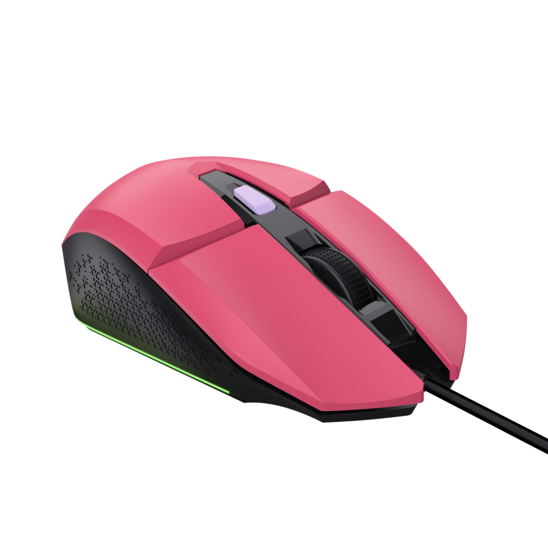 Trust GXT 109 Felox Rato Gaming RGB Com Fios USB Ambidestro 6400 DPI Ótico 6 Botões Rosa - 25068 - 8713439250688